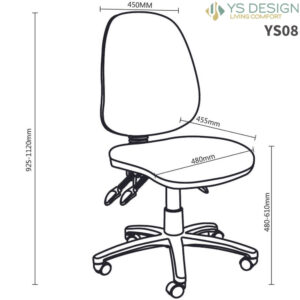 YS08 Typist Chair Dimensions